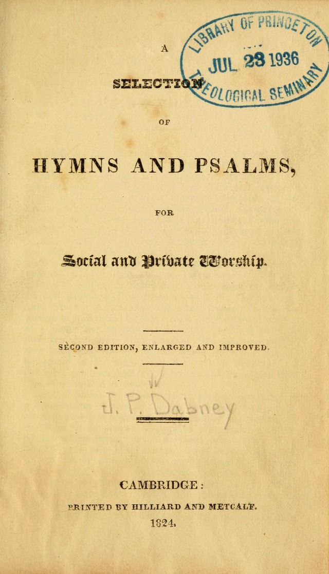 A Selection of Hymns and Psalms for Social and Private Worship (2nd ed. Enl. and Imp.) page ix