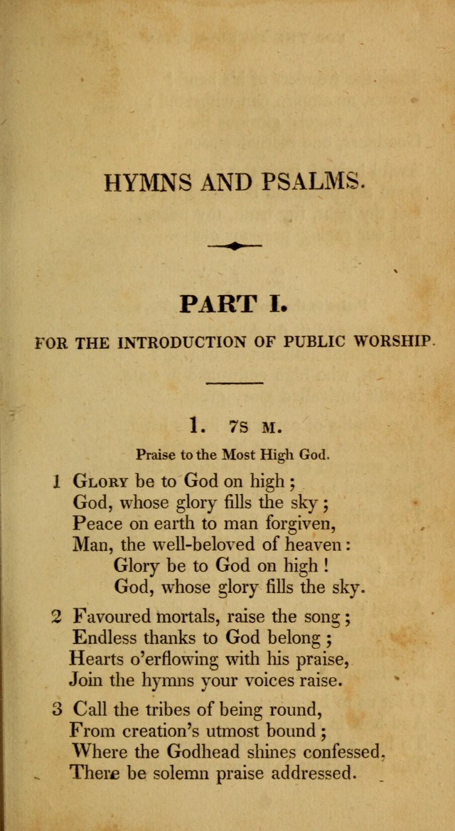 A Selection of Hymns and Psalms for Social and Private Worship (6th ed.) page 1