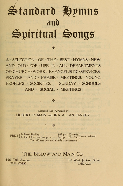 Standard Hymns and Spiritual Songs page iv