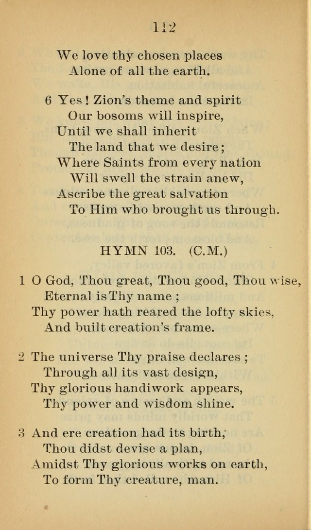 Sacred Hymns and Spiritual Songs for the Church of Jesus Christ of Latter-Day Saints (20th ed.) page 112