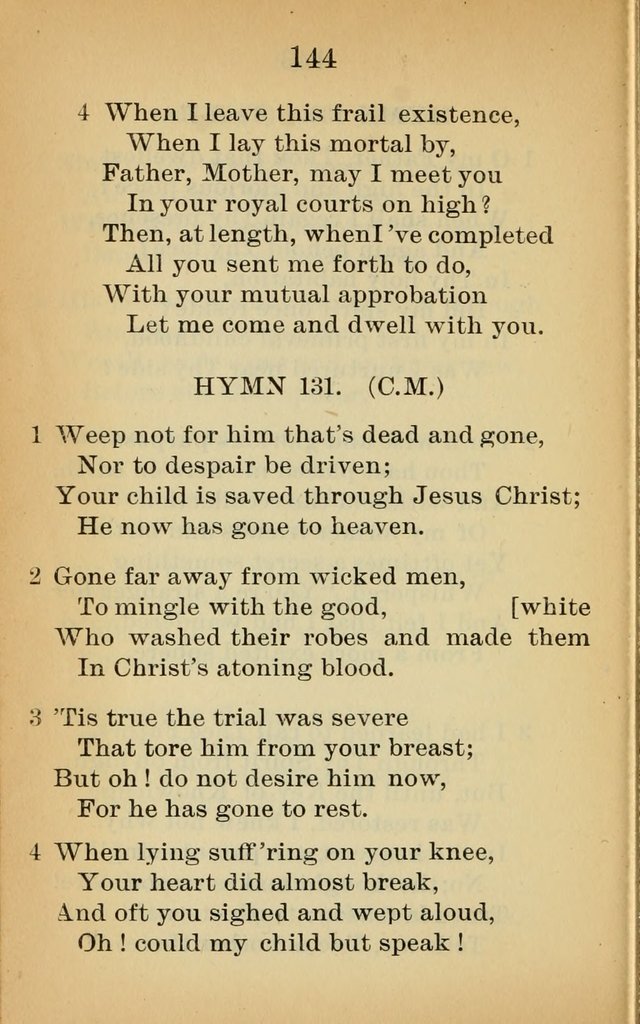Sacred Hymns and Spiritual Songs for the Church of Jesus Christ of Latter-Day Saints (20th ed.) page 144