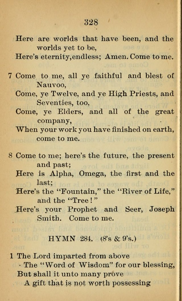 Sacred Hymns and Spiritual Songs for the Church of Jesus Christ of Latter-Day Saints (20th ed.) page 328