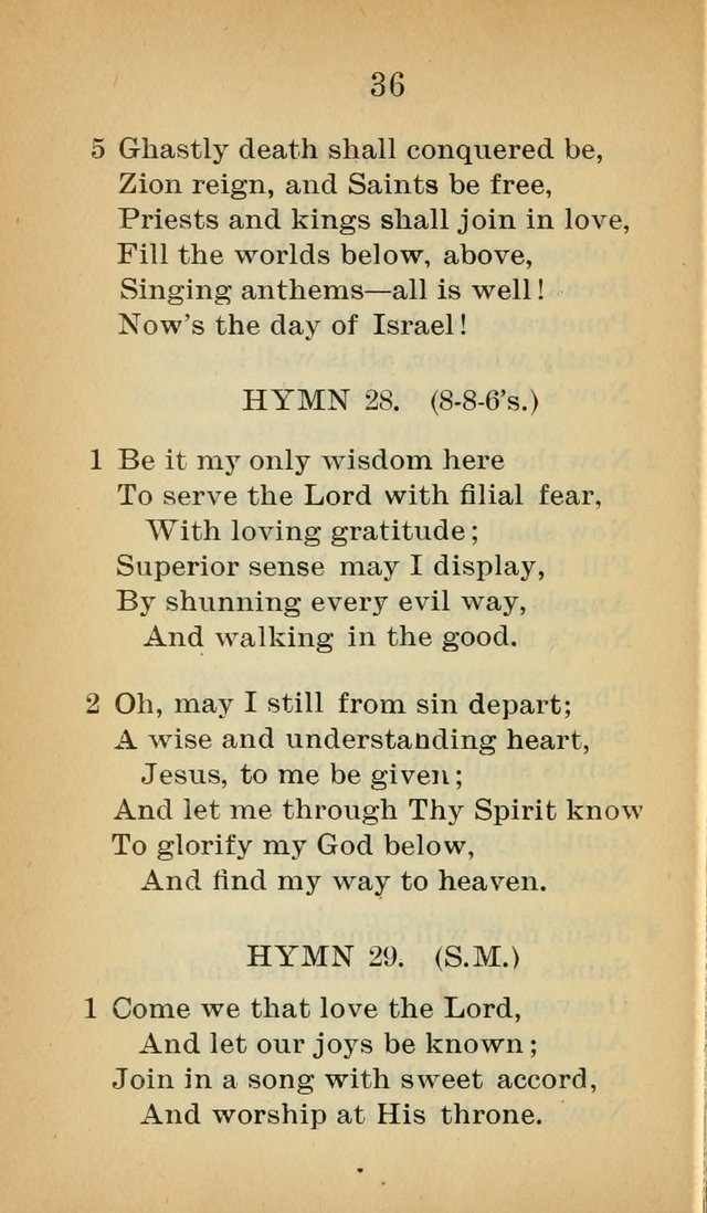 Sacred Hymns and Spiritual Songs for the Church of Jesus Christ of Latter-Day Saints (20th ed.) page 36