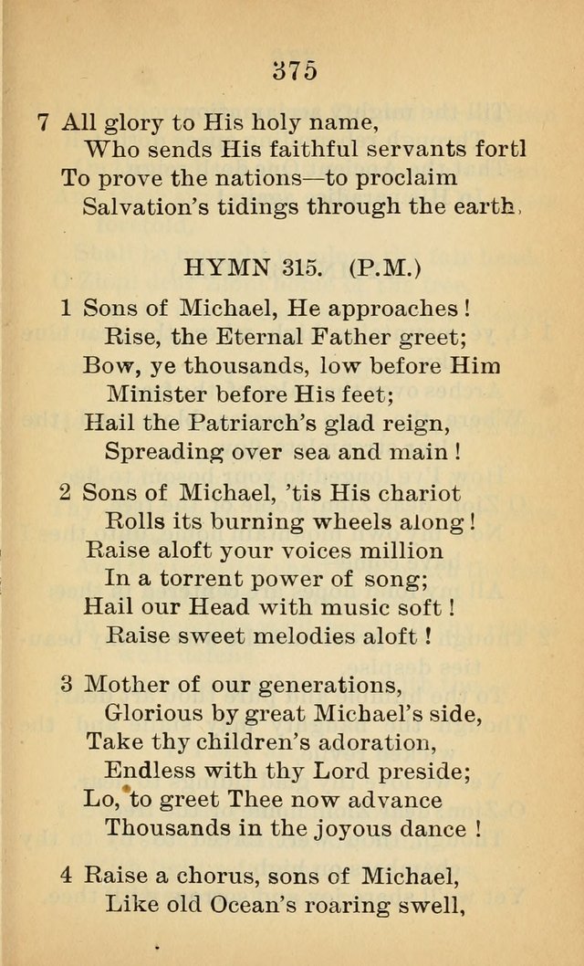 Sacred Hymns and Spiritual Songs for the Church of Jesus Christ of Latter-Day Saints (20th ed.) page 375