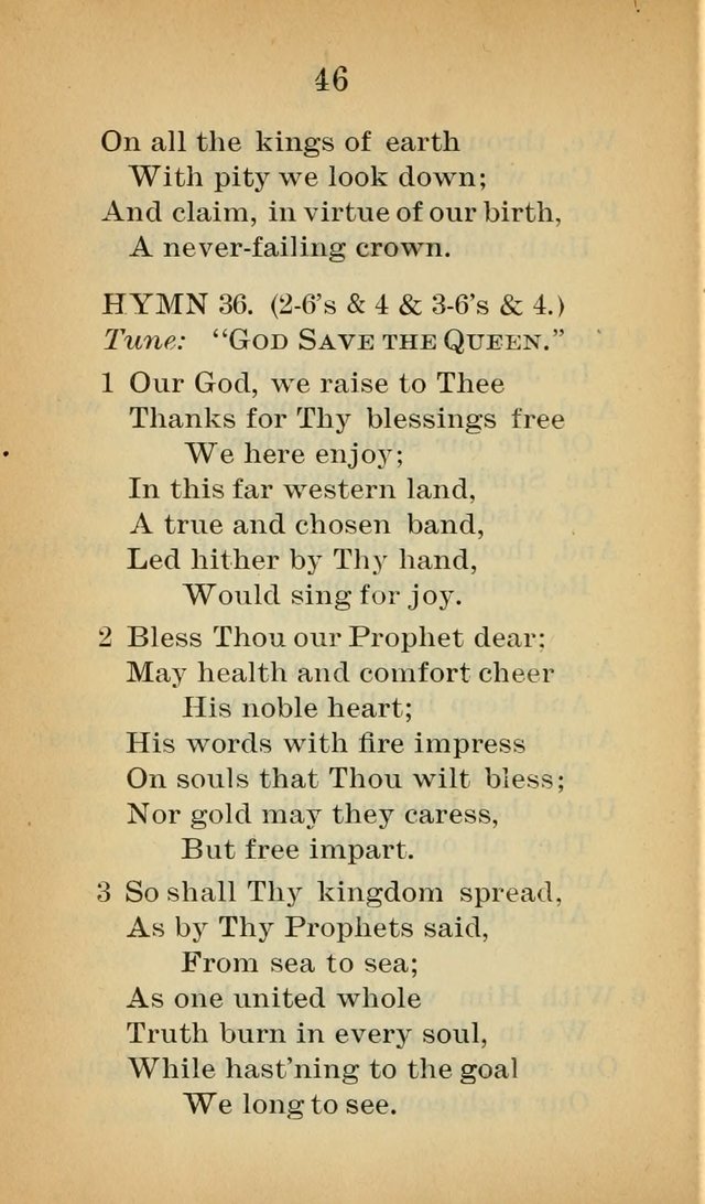 Sacred Hymns and Spiritual Songs for the Church of Jesus Christ of Latter-Day Saints (20th ed.) page 46