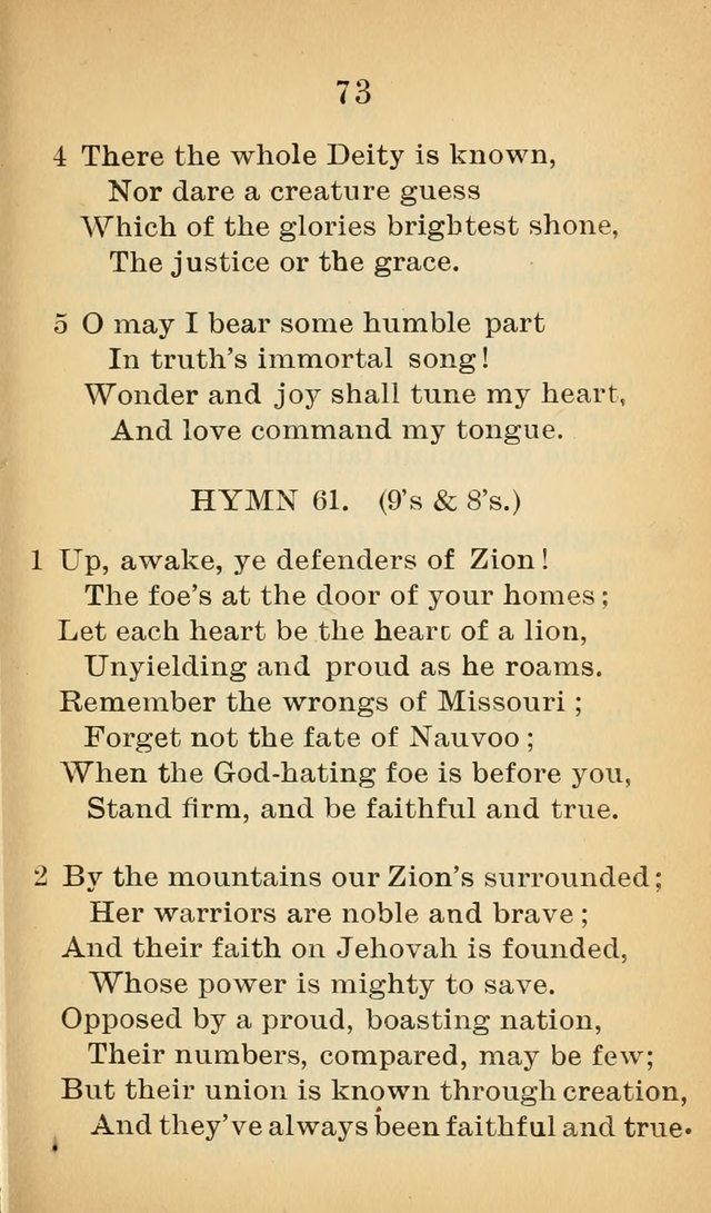 Sacred Hymns and Spiritual Songs for the Church of Jesus Christ of Latter-Day Saints (20th ed.) page 73