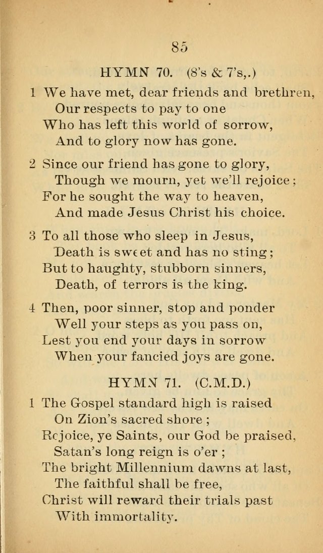 Sacred Hymns and Spiritual Songs for the Church of Jesus Christ of Latter-Day Saints (20th ed.) page 85