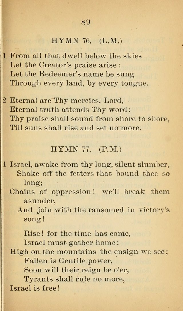 Sacred Hymns and Spiritual Songs for the Church of Jesus Christ of Latter-Day Saints (20th ed.) page 89