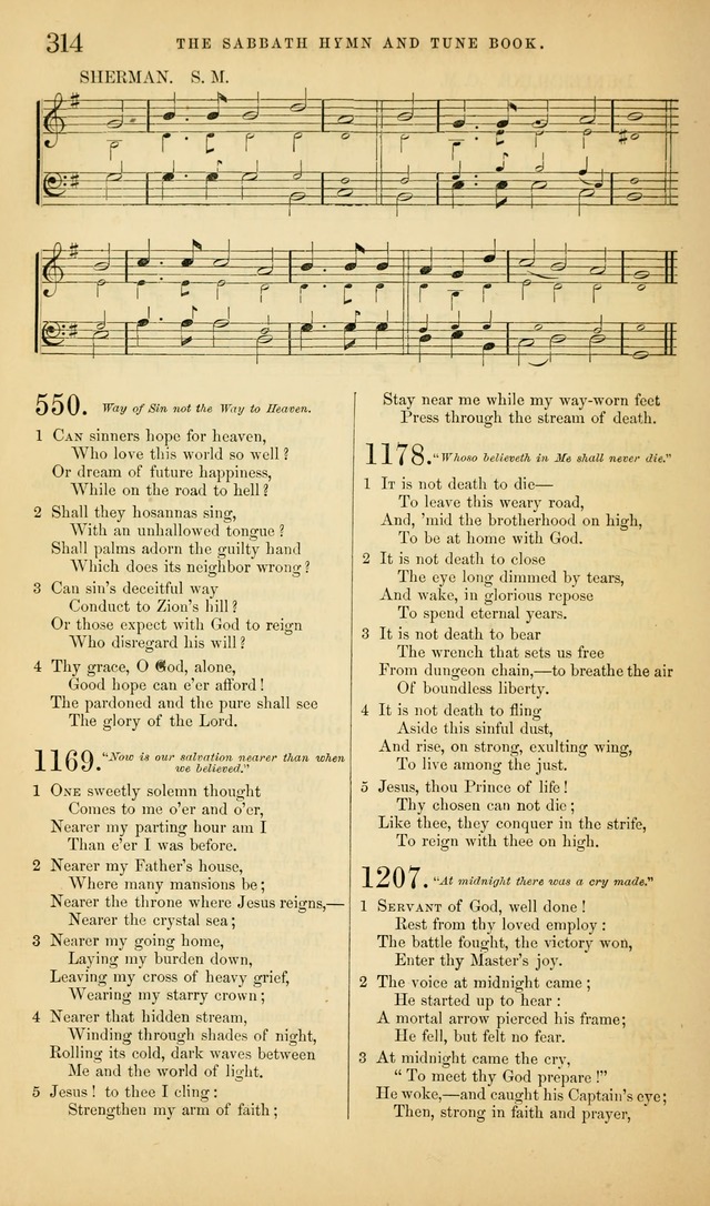 The Sabbath Hymn and Tune Book: for the service of song in the house of  the Lord page 316