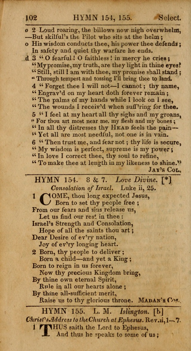 Select Hymns: the third part of Christian Psalmody; with directions for musical expression (Stereotype ed.) page 102