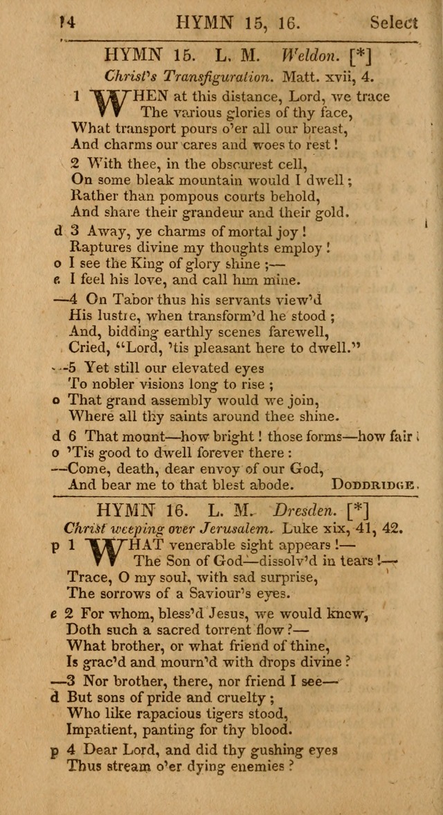 Select Hymns: the third part of Christian Psalmody; with directions for musical expression (Stereotype ed.) page 14