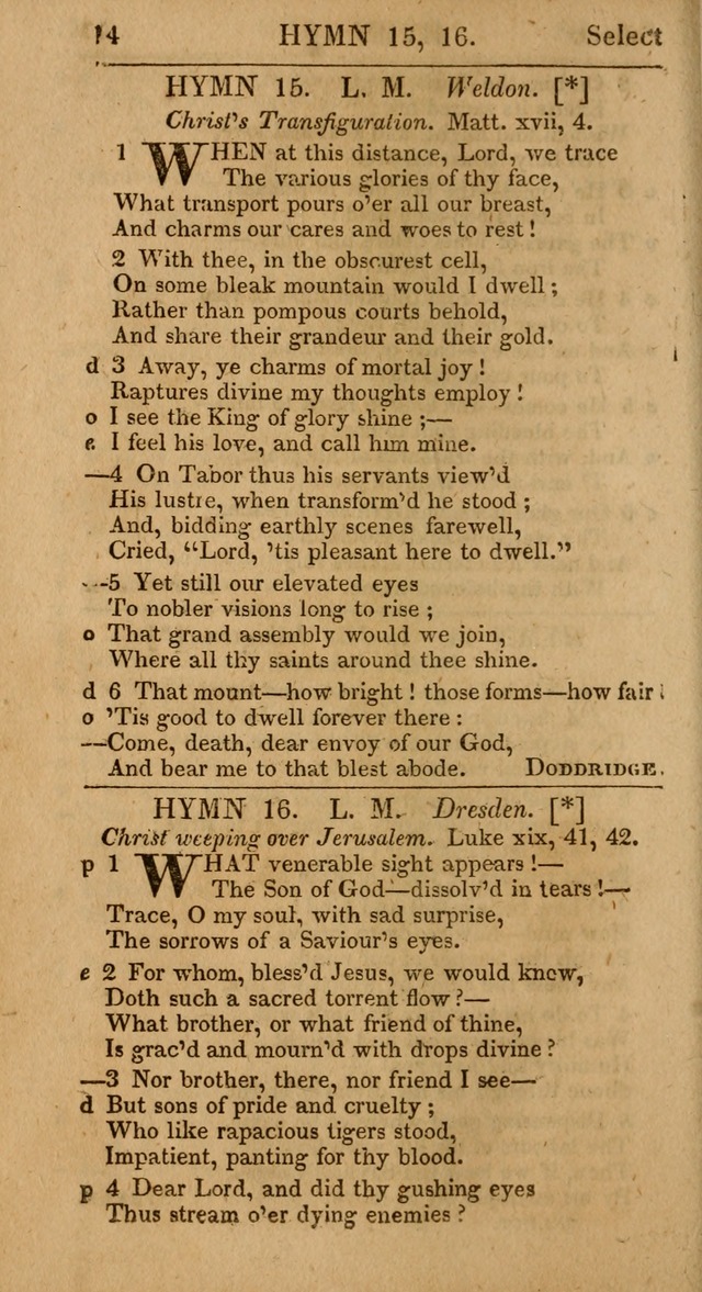 Select Hymns: the third part of Christian Psalmody; with directions for musical expression (Stereotype ed.) page 14