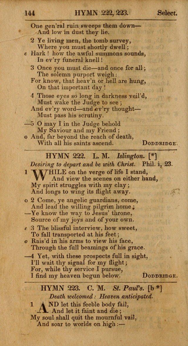 Select Hymns: the third part of Christian Psalmody; with directions for musical expression (Stereotype ed.) page 144