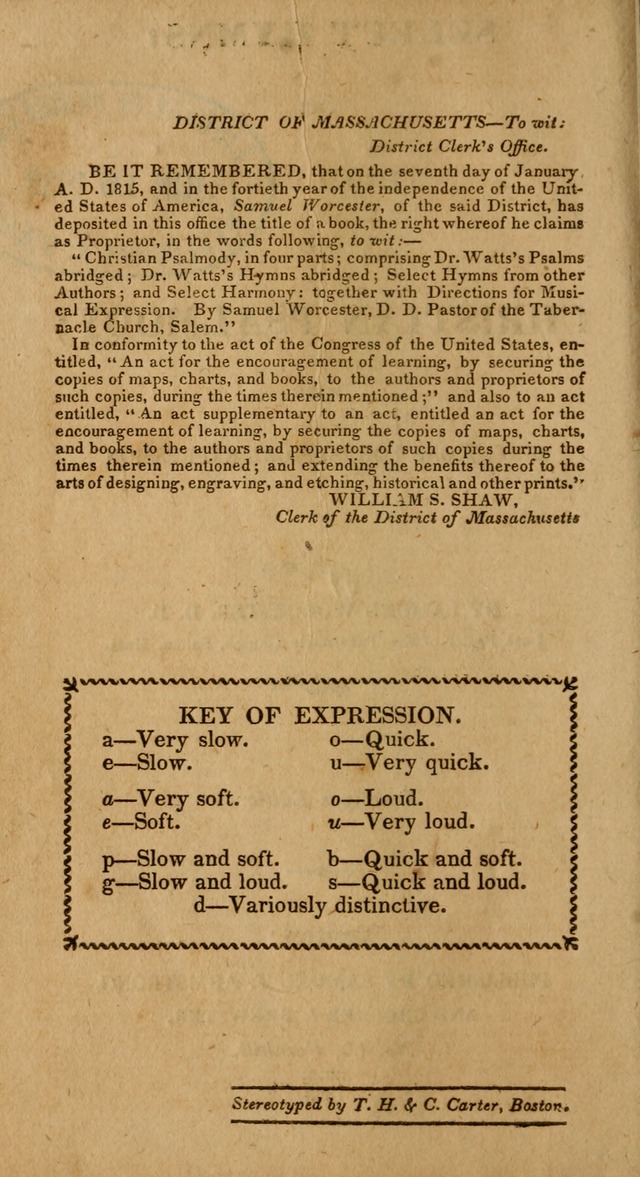 Select Hymns: the third part of Christian Psalmody; with directions for musical expression (Stereotype ed.) page 2