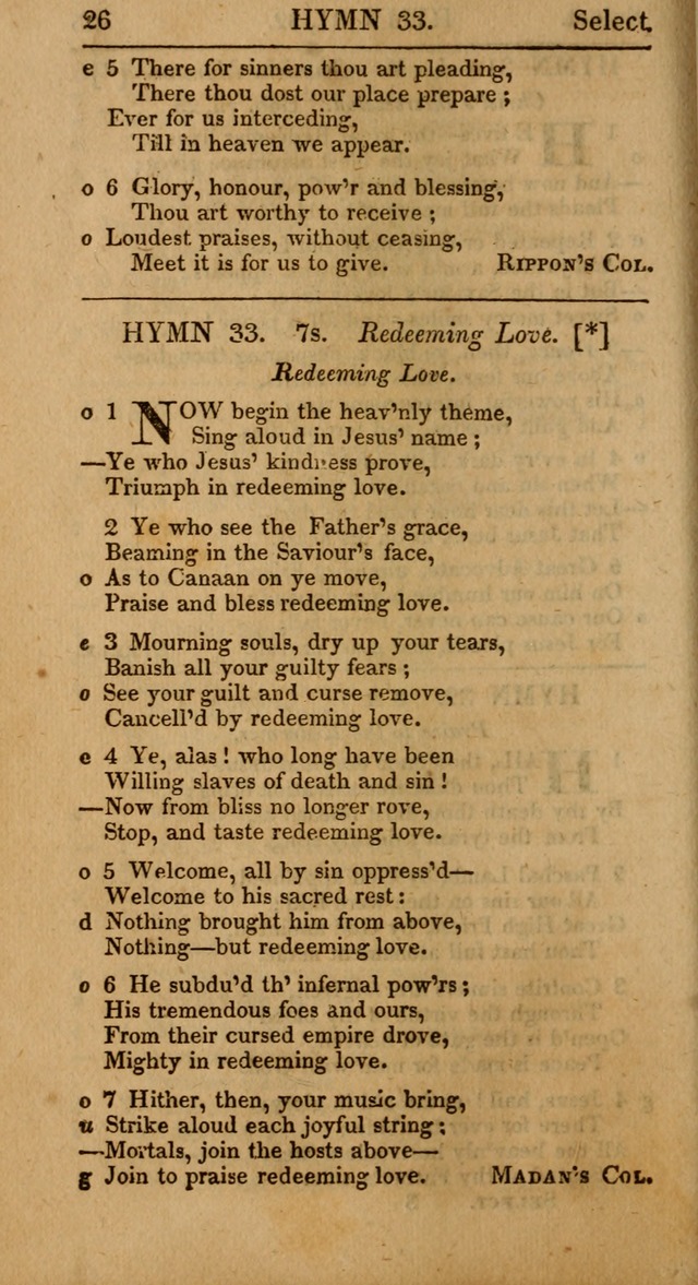 Select Hymns: the third part of Christian Psalmody; with directions for musical expression (Stereotype ed.) page 26