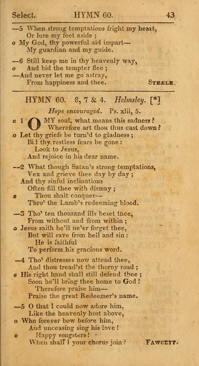 Select Hymns: the third part of Christian Psalmody; with directions for musical expression (Stereotype ed.) page 43