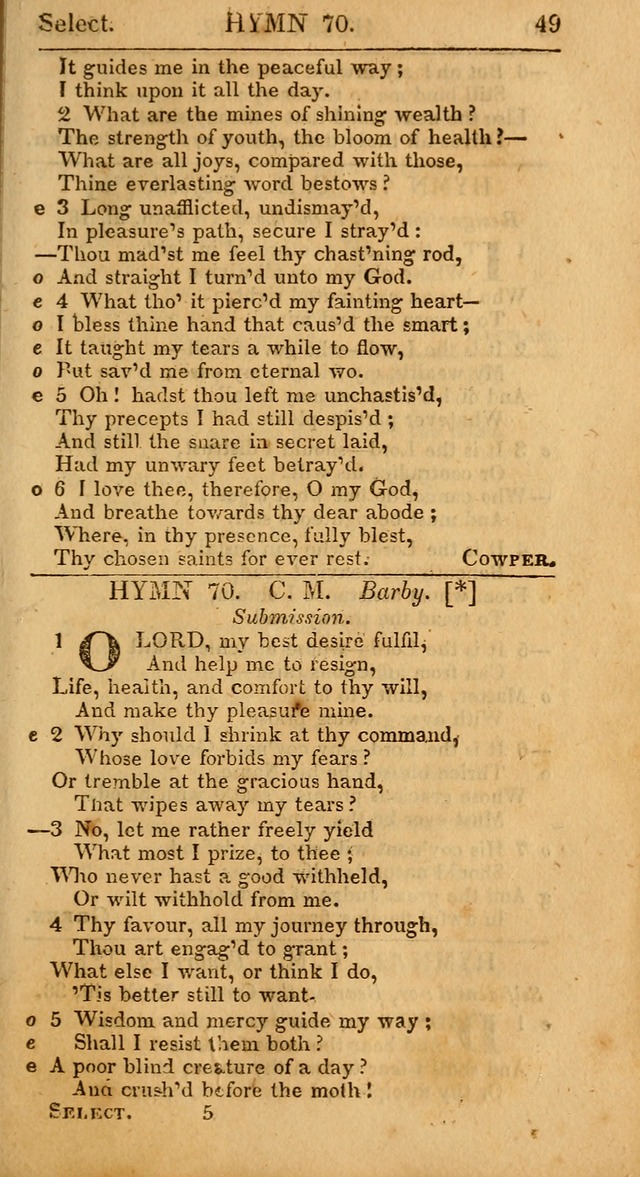 Select Hymns: the third part of Christian Psalmody; with directions for musical expression (Stereotype ed.) page 49