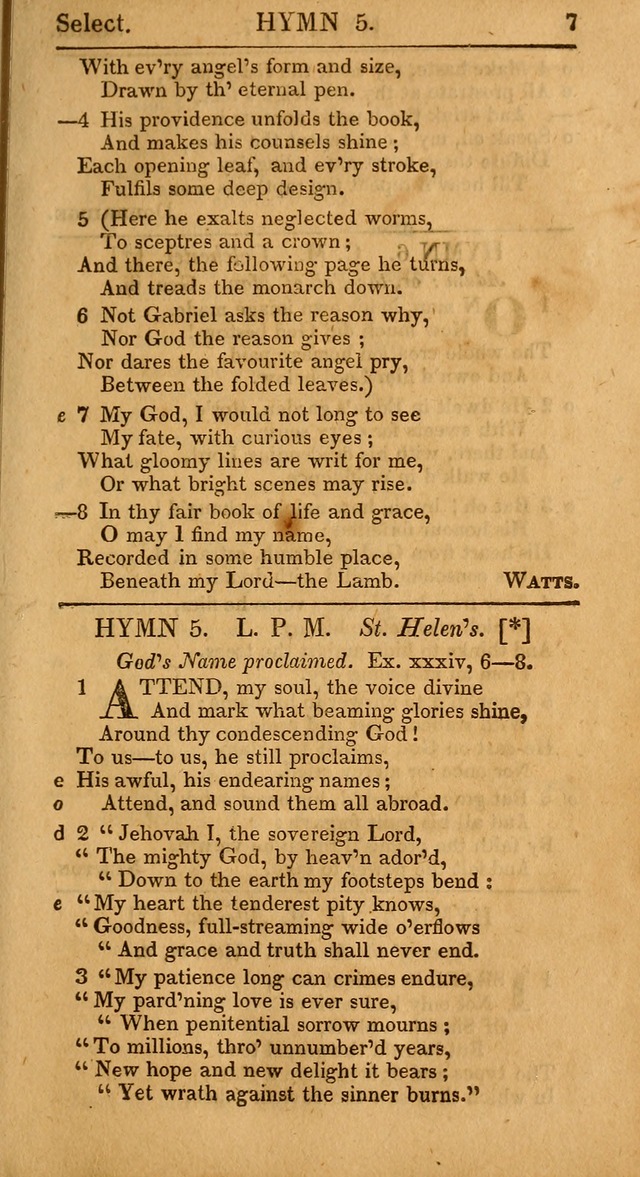 Select Hymns: the third part of Christian Psalmody; with directions for musical expression (Stereotype ed.) page 7