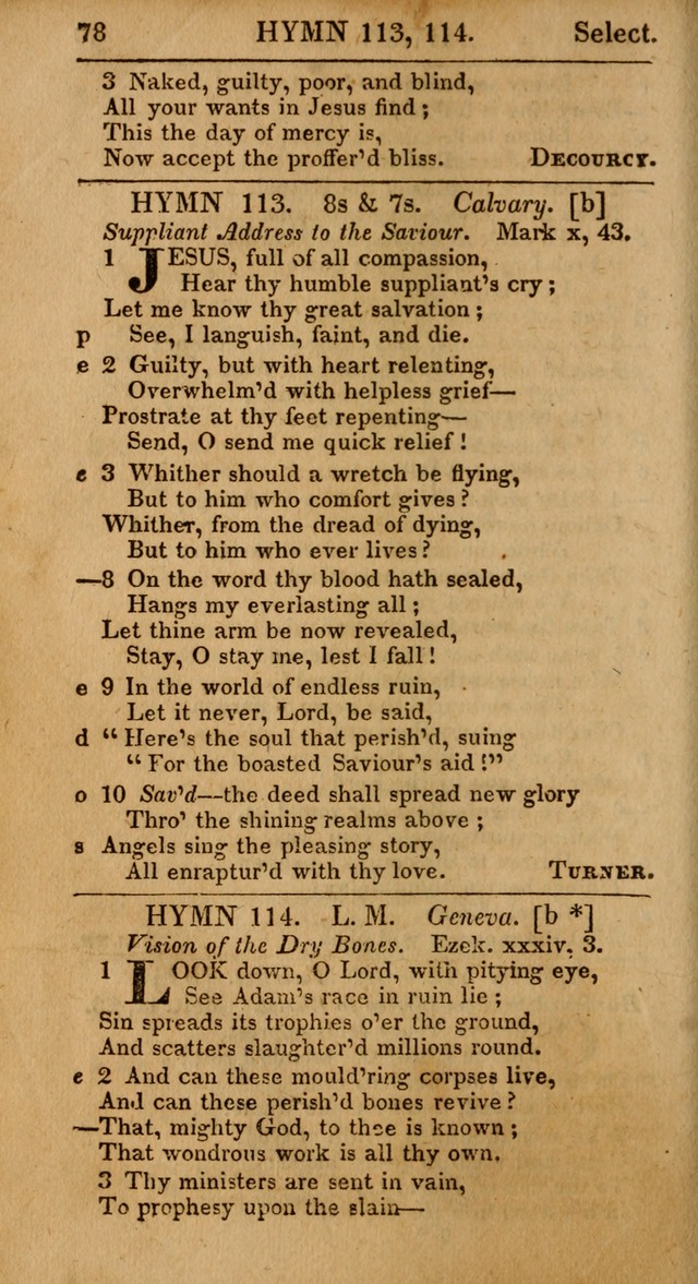 Select Hymns: the third part of Christian Psalmody; with directions for musical expression (Stereotype ed.) page 78