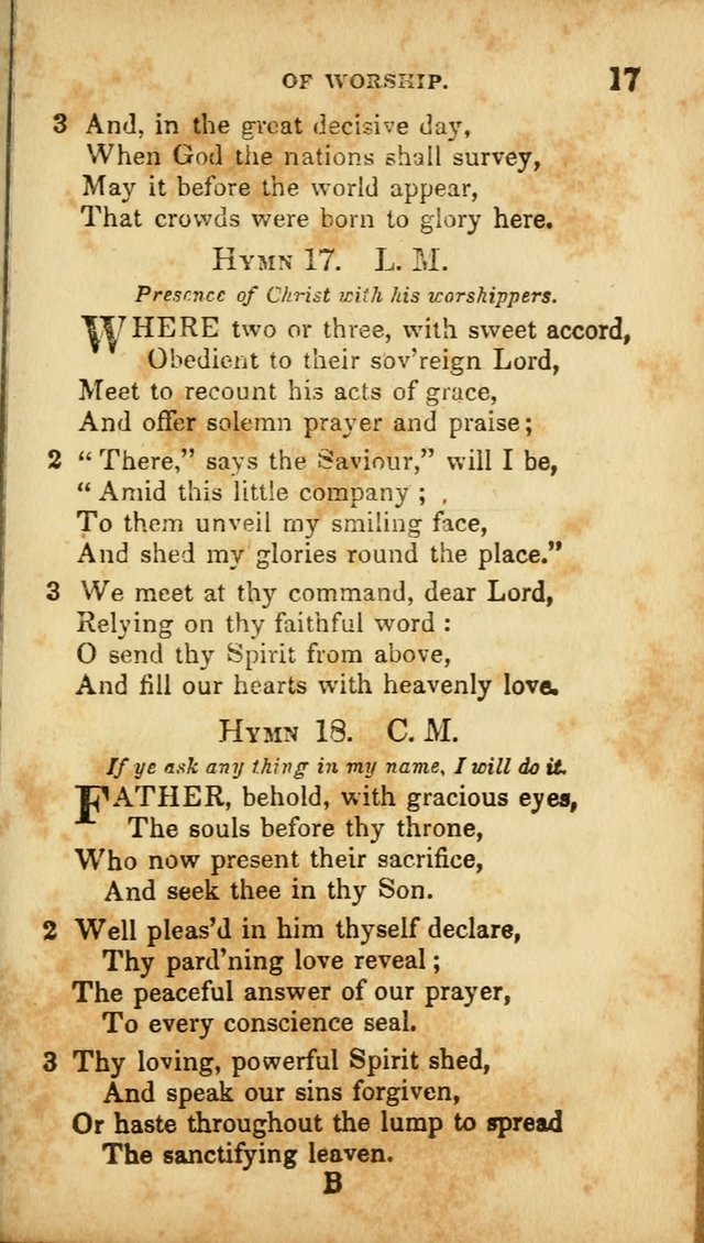 A Selection of Hymns for the Use of Social Religious Meetings and for Private Devotions. 7th ed. page 17