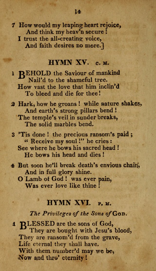 A Selection of Hymns, from Various Authors, Supplementary for the Use of Christians. 1st ed. page 19
