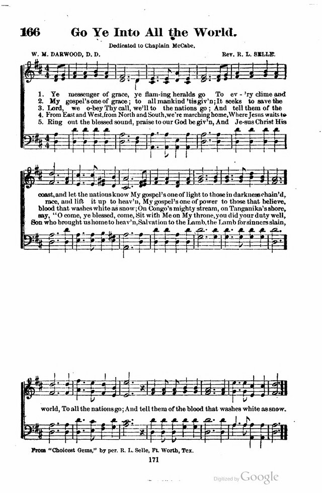 The Search Light: a collection of songs for Sunday schools and gospel meetings page 166