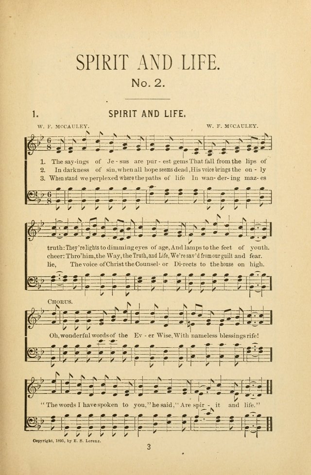 Spirit and Life No. 2: a collection of new songs for the Sunday school, young people