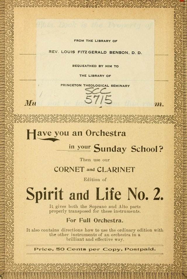 Spirit and Life No. 2: a collection of new songs for the Sunday school, young people