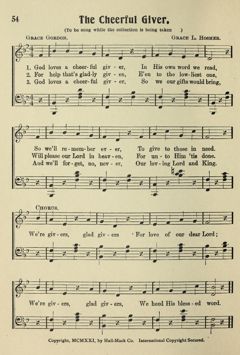 Songs for Little Singers No. 3: for primary departments of Sunday Schools page 52