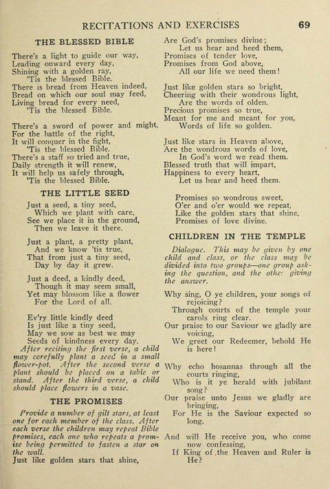 Songs for Little Singers No. 3: for primary departments of Sunday Schools page 67