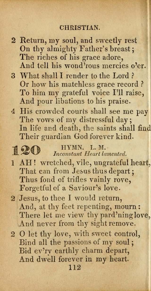 Sacred lyrics, or Select hymns: particularly adapted to revivals of religion, and intended as a supplement to Watts.  page 112