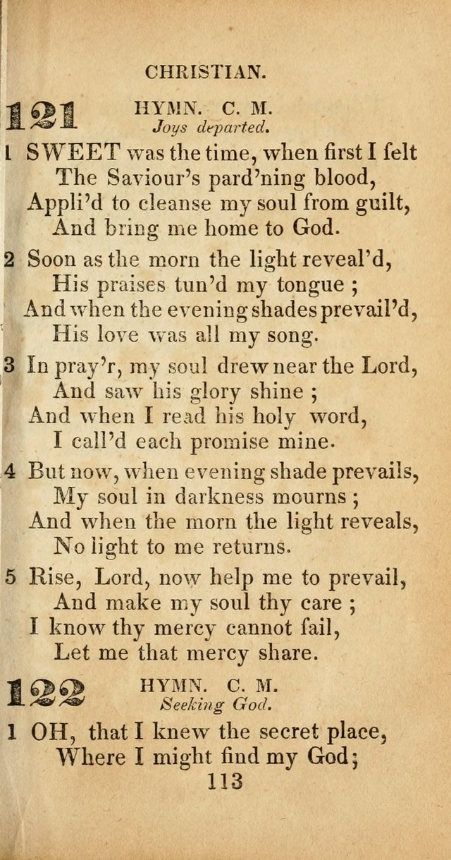 Sacred lyrics, or Select hymns: particularly adapted to revivals of religion, and intended as a supplement to Watts.  page 113