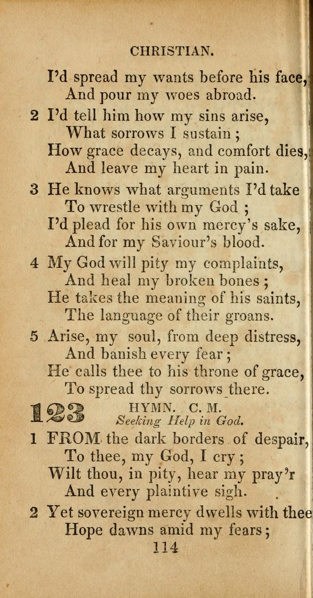 Sacred lyrics, or Select hymns: particularly adapted to revivals of religion, and intended as a supplement to Watts.  page 114