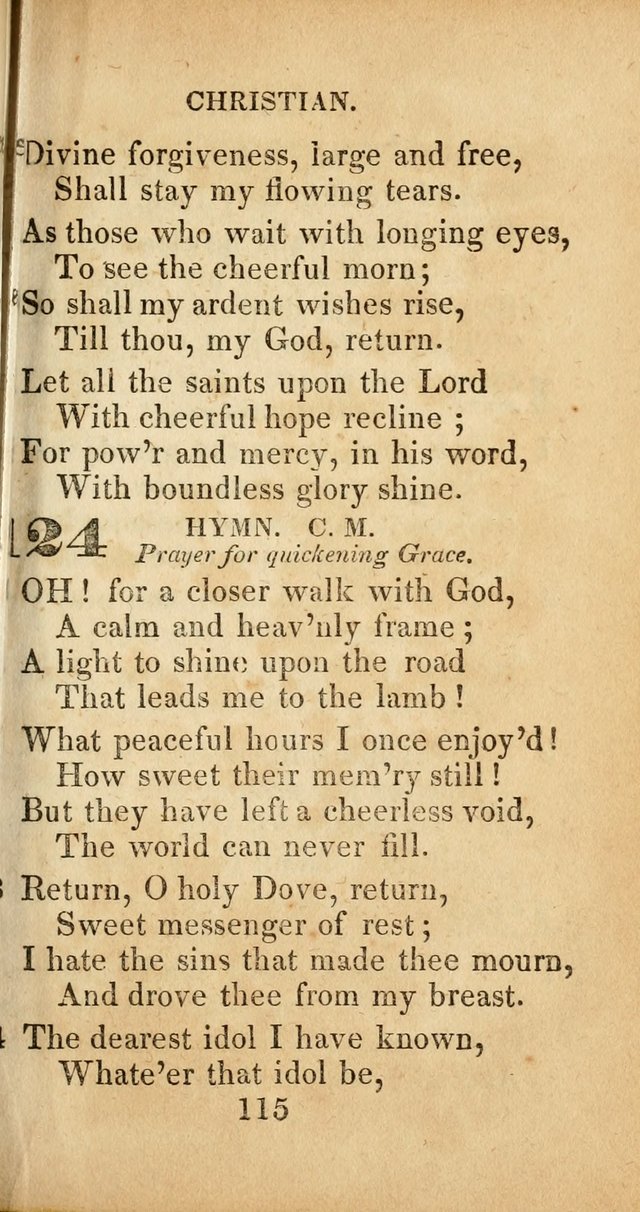 Sacred lyrics, or Select hymns: particularly adapted to revivals of religion, and intended as a supplement to Watts.  page 115