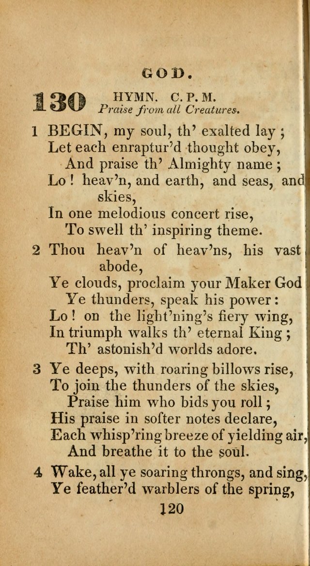 Sacred lyrics, or Select hymns: particularly adapted to revivals of religion, and intended as a supplement to Watts.  page 120
