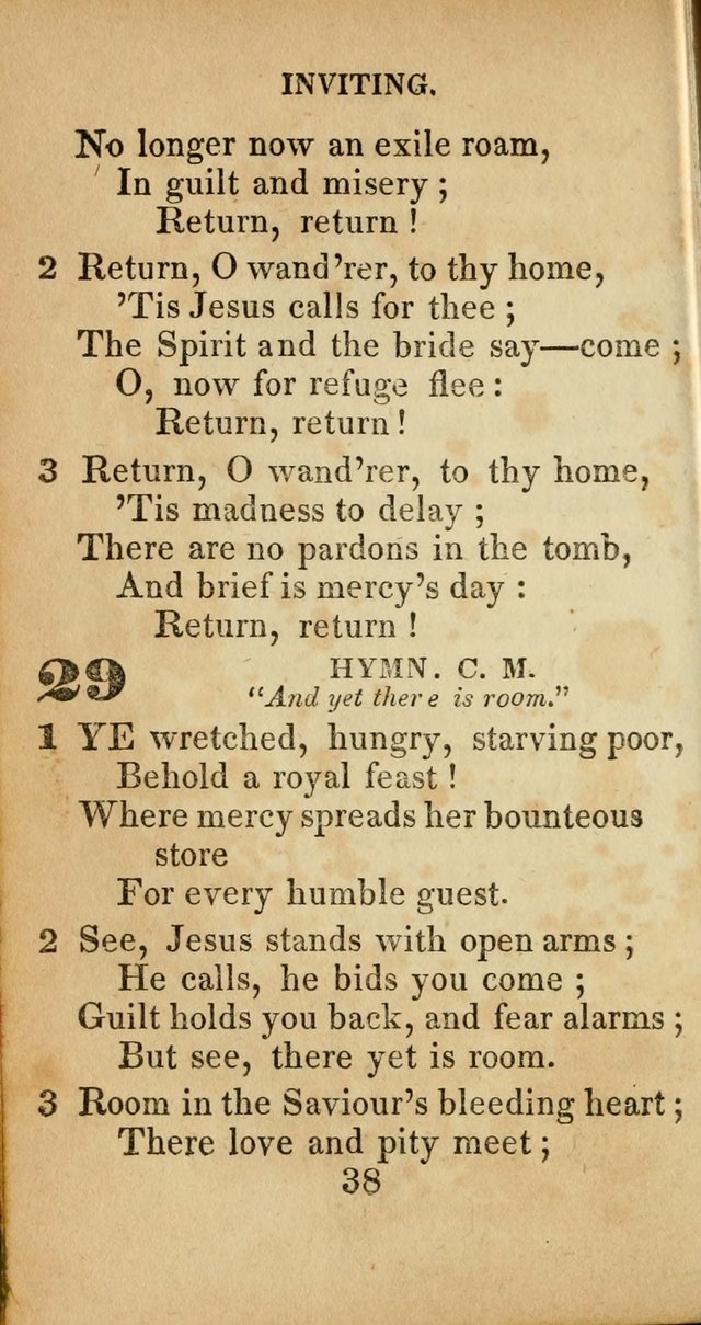 Sacred lyrics, or Select hymns: particularly adapted to revivals of religion, and intended as a supplement to Watts.  page 38