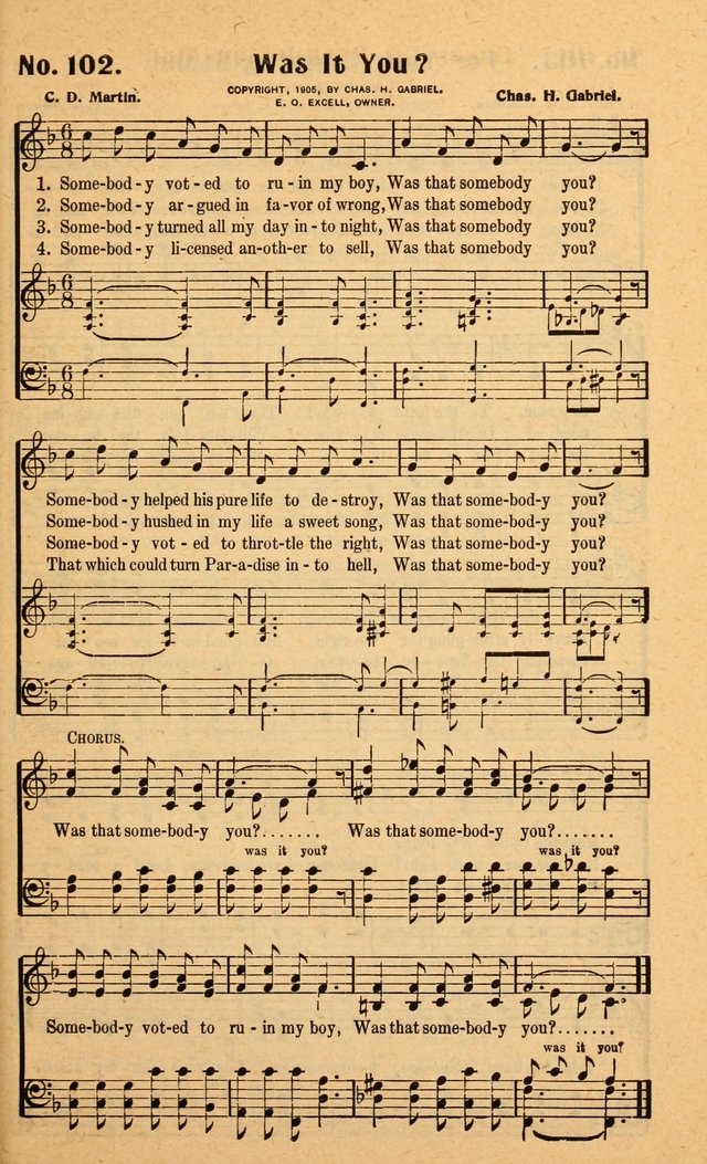 Songs of the New Crusade: a collection of stirring twentieth century temperance songs page 101