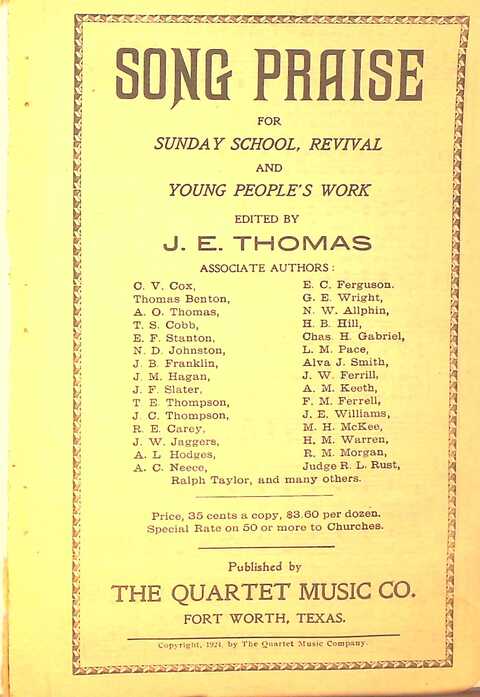 Song Praise: for Sunday school, revival and young people