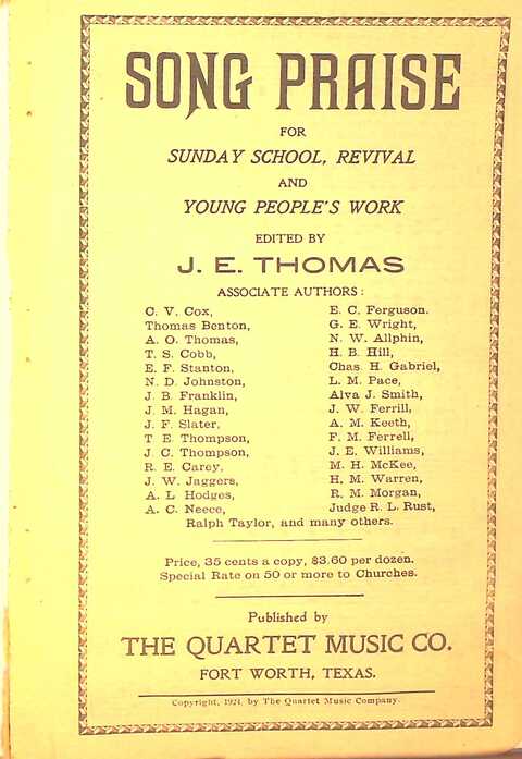 Song Praise: for Sunday school, revival and young people