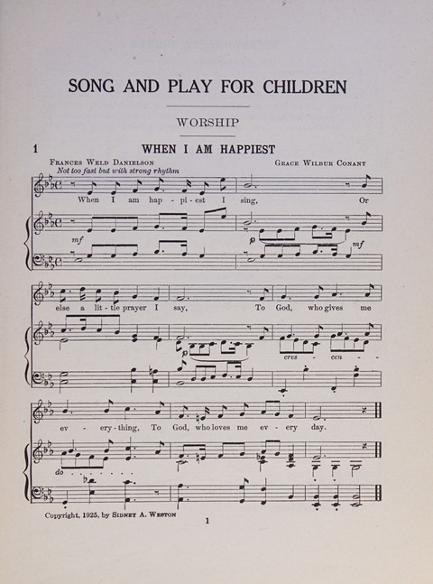 Song and Play for Children: for Sunday and weekday use page 1