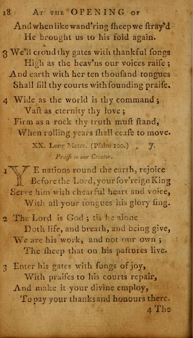 A Selection of Psalms and Hymns: done under the appointment of  the Philadelphian Association page 18