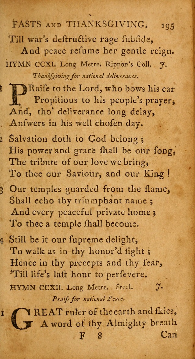 A Selection of Psalms and Hymns: done under the appointment of  the Philadelphian Association page 195