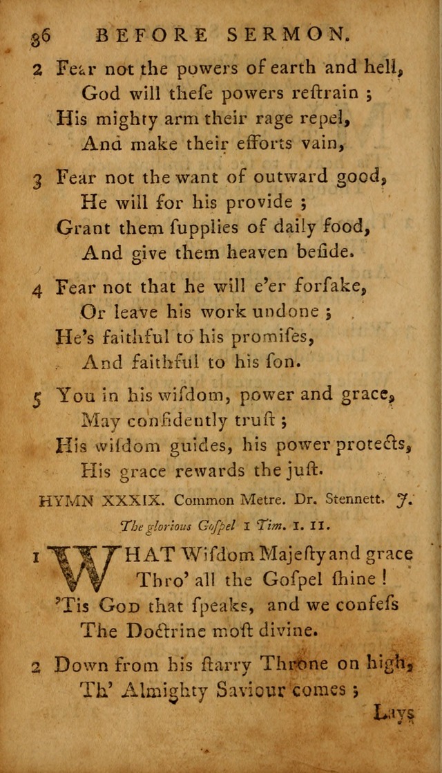 A Selection of Psalms and Hymns: done under the appointment of  the Philadelphian Association page 36