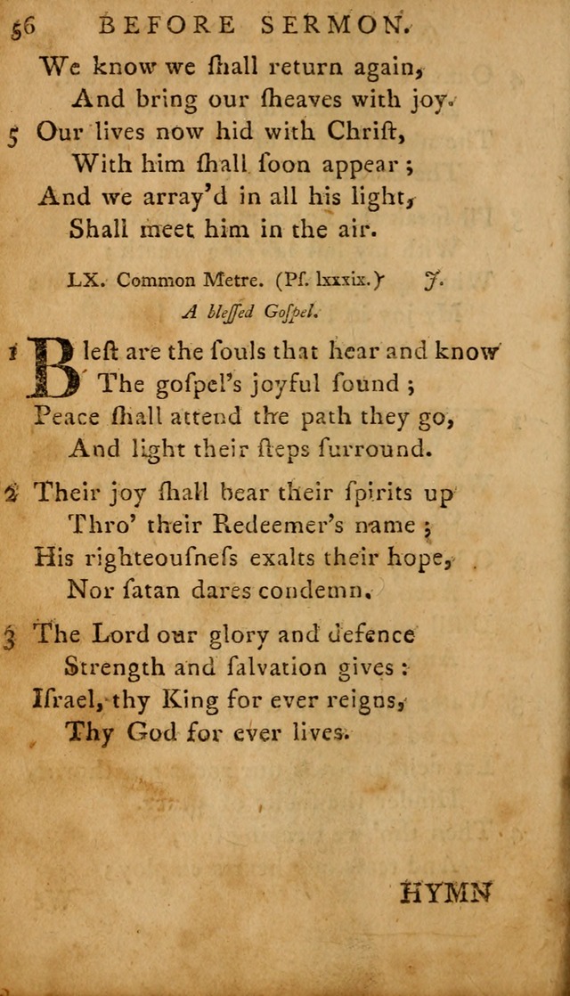 A Selection of Psalms and Hymns: done under the appointment of  the Philadelphian Association page 56