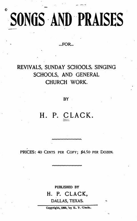 Songs and Praises: for Revivals, Sunday Schools, Singing Schools, and General Church Work page v