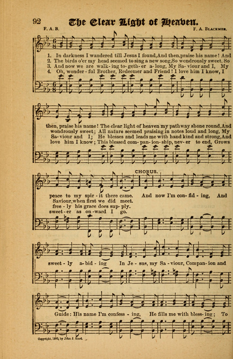 Sunlit Songs: for use in meetings for Christian worship or work page 92