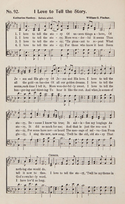 Service in Song: The cream of all the best songs, of all the best writers, together with Orders of Service for the Sunday School page 92