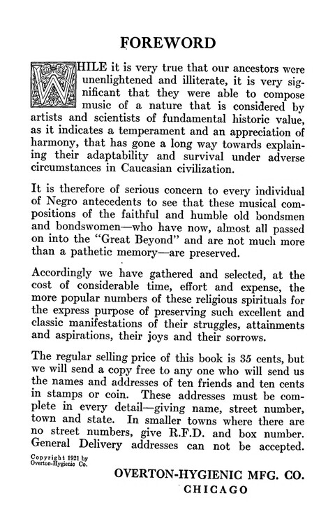 Songs and Spirituals of negro composition for revivals and congregational singing page i