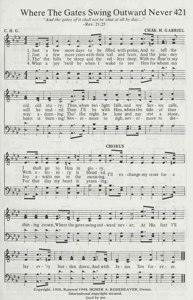 Where The Gates Swing Outward Never Hymnary Org