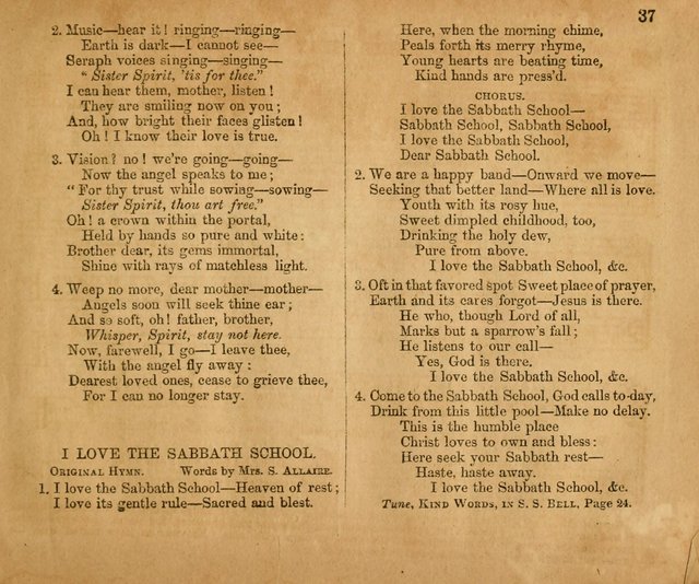 Sabbath School Bell No. 2: a superior collection of choice tunes, newly arranged and composed, and a large number of excellent hymns written expressly for this work, which are well adapted for...      page 37